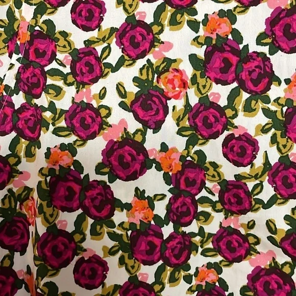 Lands' End size 12 Pink Floral Print No Iron Supima Button Down Shirt - Picture 2 of 7